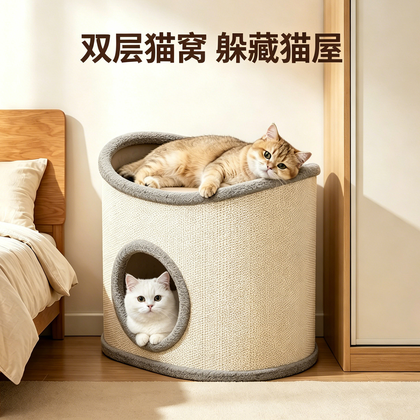 剑麻桶猫抓板耐磨不掉屑双层猫窝
