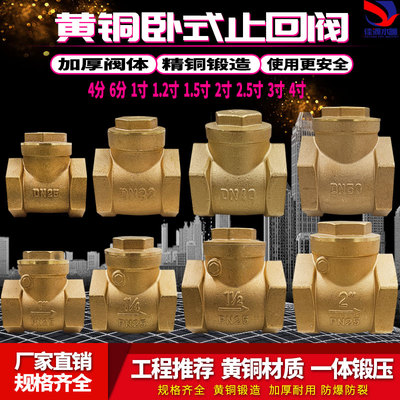 全铜止回阀铜卧式4分6分1寸