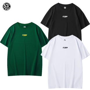 男女运动风格 透气宽松滑板原创短袖 滑手 夏季 字母简约美式 STC