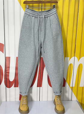 秋冬新款男士加厚磨毛宽松休闲裤青年简约直筒小脚裤时尚哈伦卫裤