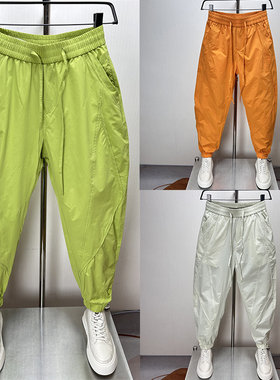 夏季薄款男士纯色哈伦裤透气网眼宽松工装裤网红爆款弯刀休闲裤子