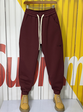 裤子男2023春季新款纯色束脚卫裤百搭宽松大版长裤男士运动休闲裤