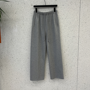 通勤风松紧高腰抽绳加绒卫裤女宽松直筒长裤休闲裤