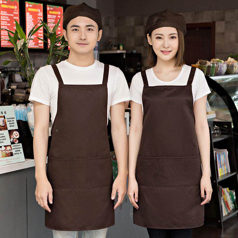 奶茶店围裙定制loo印字家用厨房画画理发美甲火锅店女时尚工作wl