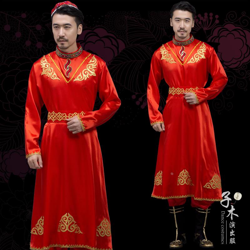 维吾尔族服装男士新疆少数民族风买买提衣服成人哈萨克舞蹈演出服