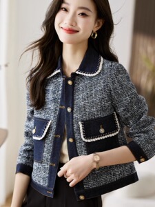 高端薄款小香风短款外套女2023早秋洋气亮丝高级感西装上衣女