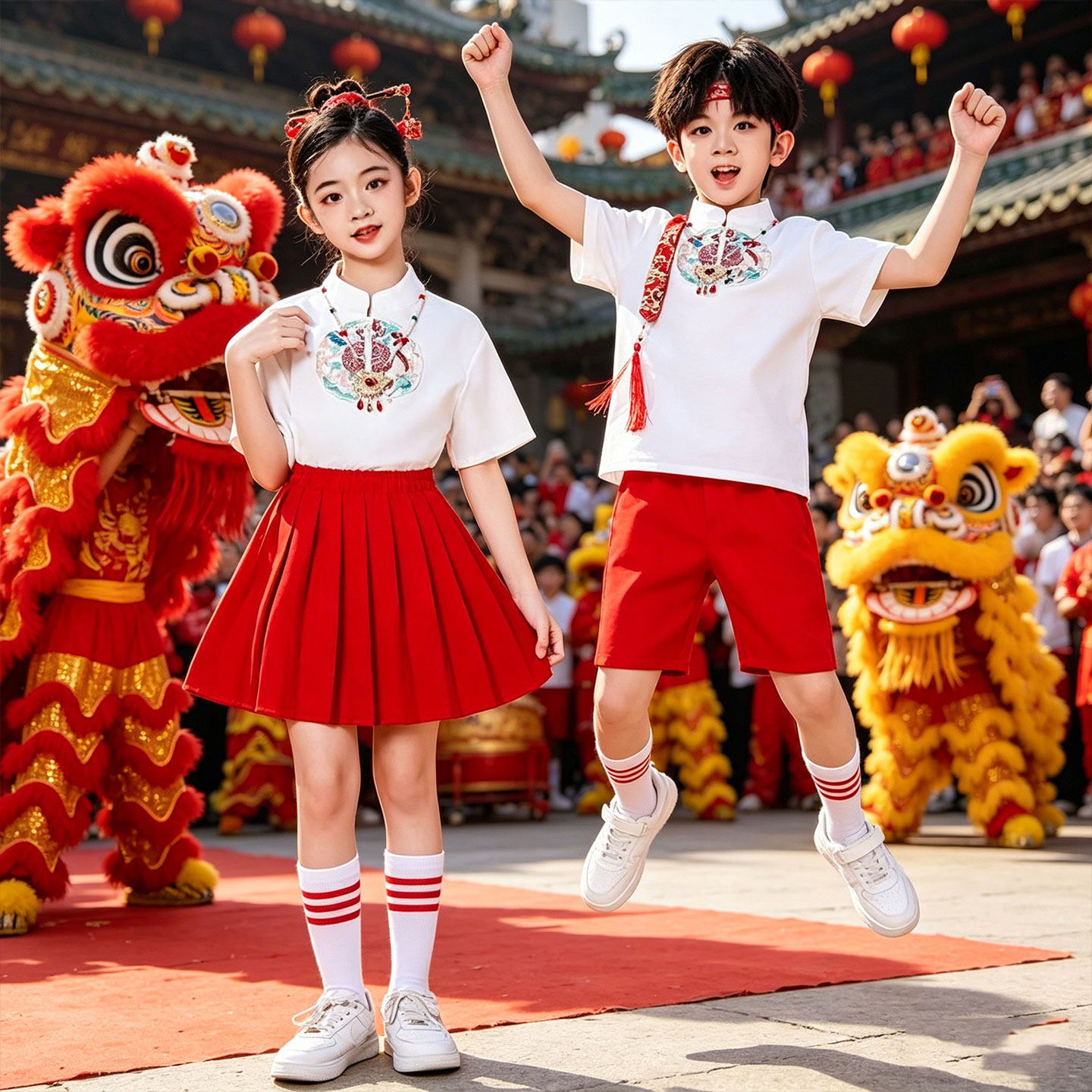 策马奔腾中华美少年男女童啦啦队街舞服装儿童舞蹈演出服快乐小马