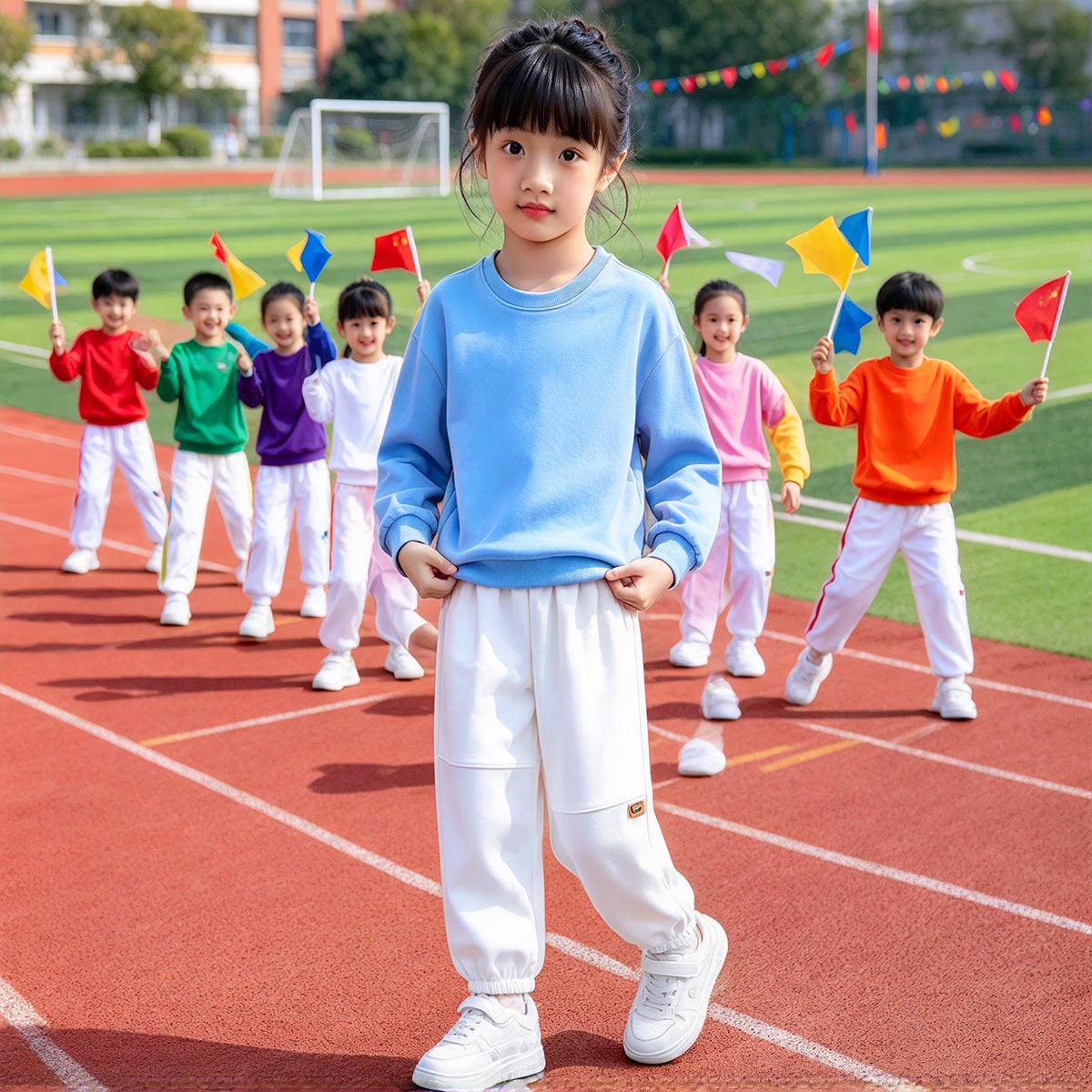 快乐指南舞蹈啦啦队演出服小学生幼儿园合唱运动会开幕式校服套装