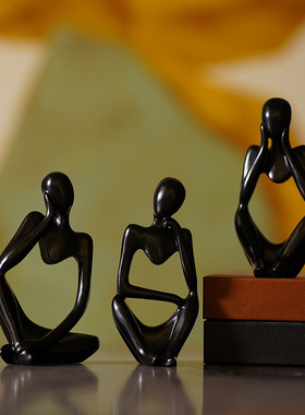 跨境爆品抽象迷你人物雕塑树脂摆件家居客厅电视柜桌面装饰