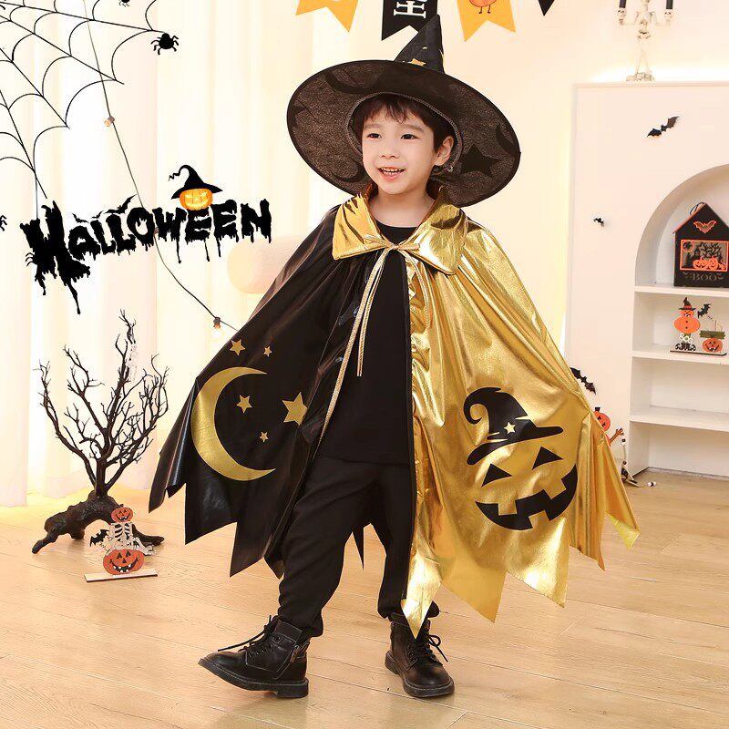万圣节儿童披风帽子套装 魔法师斗篷派对服装 Halloween服饰道具