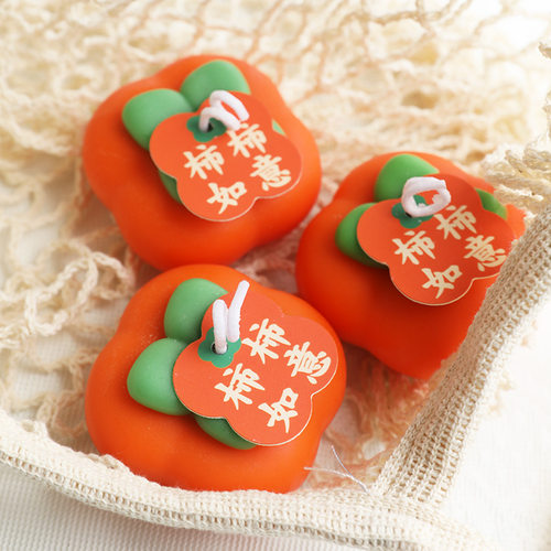 新款可爱小蜡烛柿子造型蜡烛diy手工香薰蜡烛仿真水果伴手礼礼物