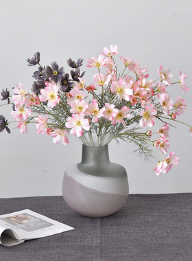 波斯菊仿真花6头植绒桑格花绢花假花家居客厅装饰摆件公主波斯菊