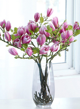 高仿3D手感玉兰花仿真花家居客厅餐桌装饰花艺中式假花摆件摆设