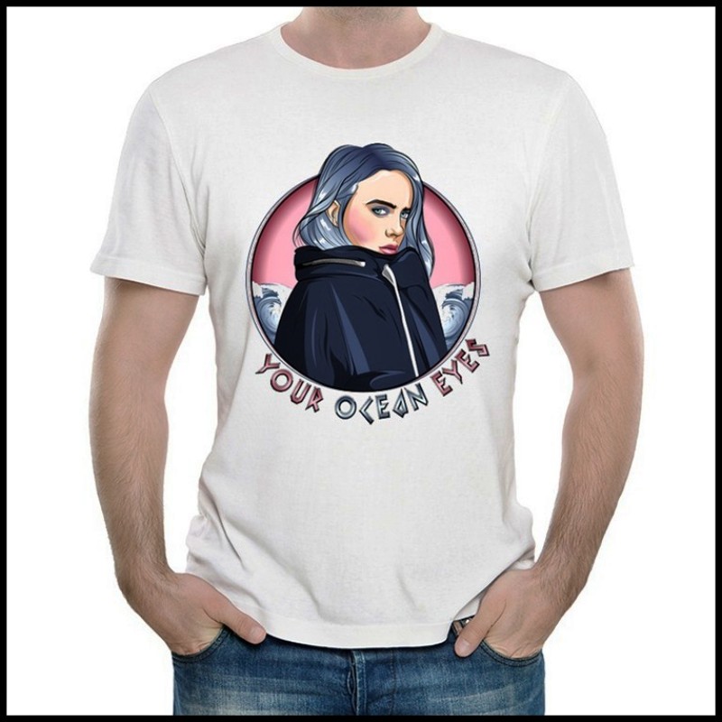 比莉艾利什T恤明星T恤白色短袖T恤男女 Billie Eilish t-shirt