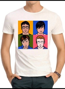 Blur T-shirt 英国 模糊乐队 T恤 白色短袖 T恤 Brit-pop 男女