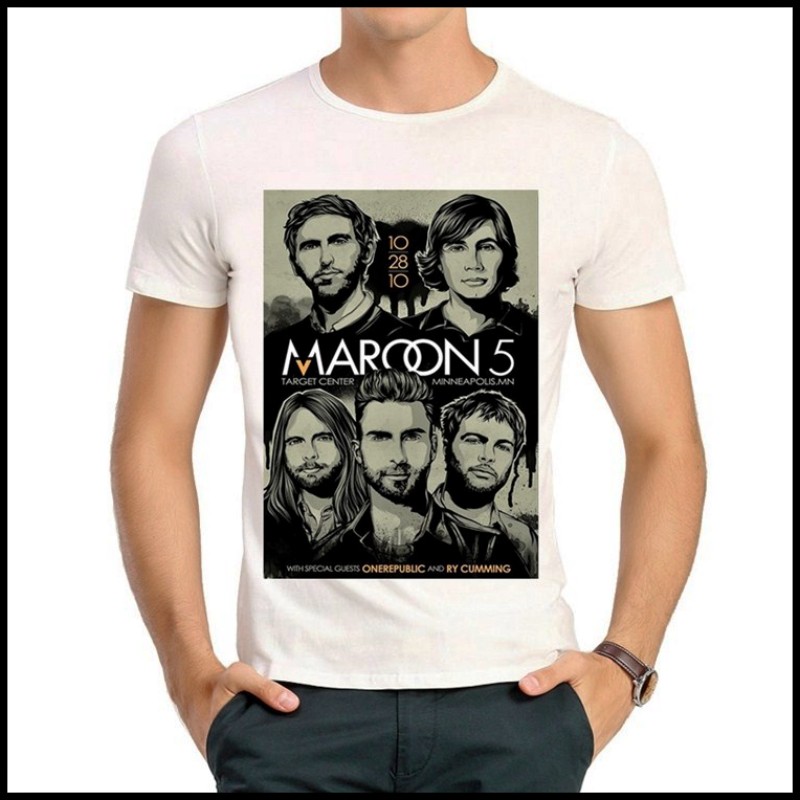 Maroon 5 T-shirt 魔力红乐队 T恤 白色 T恤 魔力红乐队 T恤 男女