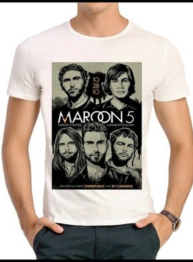 Maroon 5 T-shirt 魔力红乐队 T恤 白色 T恤 魔力红乐队 T恤 男女