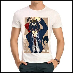 shirt 白色短袖 T恤衫 exorcist 欧美潮流 T恤 Blue 青之驱魔师