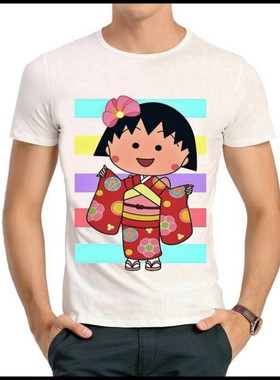 Chi-bi Maruko T-shirt 樱桃小丸子 T恤 白色 T恤 动漫 T恤 男女