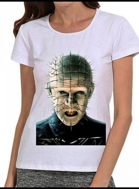 女式 白色 短袖 电影 猛鬼追魂 T恤衫 Hellraiser tshirt