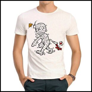 Q版 木乃伊 T恤 Mummy 白色 shirt 欧美潮流T恤 创意木乃伊