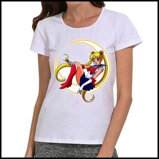 女式 白色 短袖 美少女战士 T恤 卡通女T恤 Sailor Moon tshirt