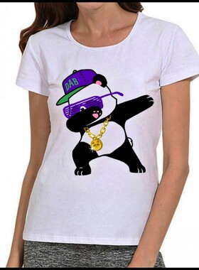 女式 白色 短袖 欧美个性 动物 dab舞 T恤衫 dabbing tshirt