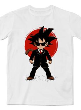 恶搞七龙珠之黑色小悟空休闲短袖印花T恤动漫周边时尚文化衫男