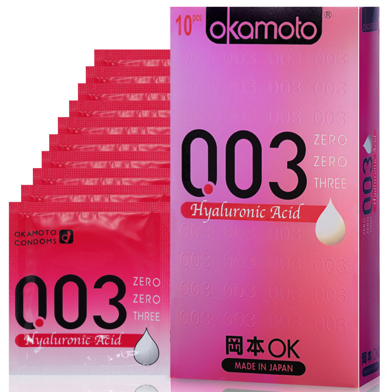 日本进口冈本003玻尿酸超润滑安全套超薄0.03避孕套透明质酸10只