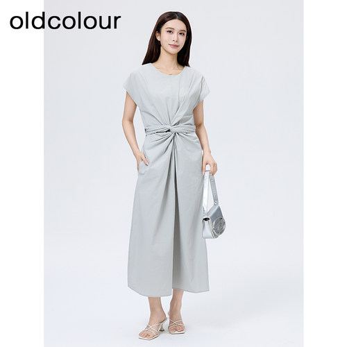 oldcolour欧珂夏季设计感简约休闲气质高级短袖连衣裙女