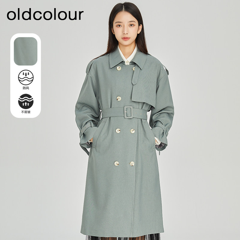oldcolour中长款英伦风风衣外套