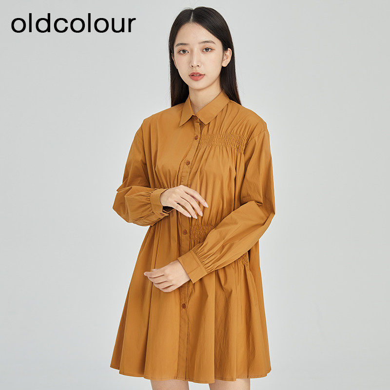 法式短款oldcolour衬衫连衣裙