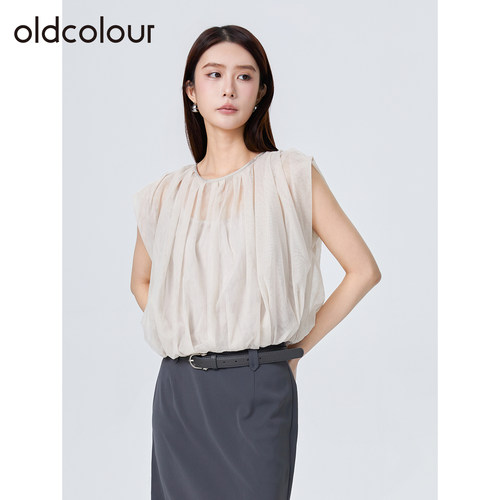 oldcolour欧珂夏季新款时尚优雅气质休闲无袖套头衫女SA