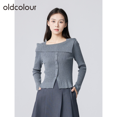 oldcolour欧珂春秋季设计感时尚气质百搭日常修身纯色毛织套头衫