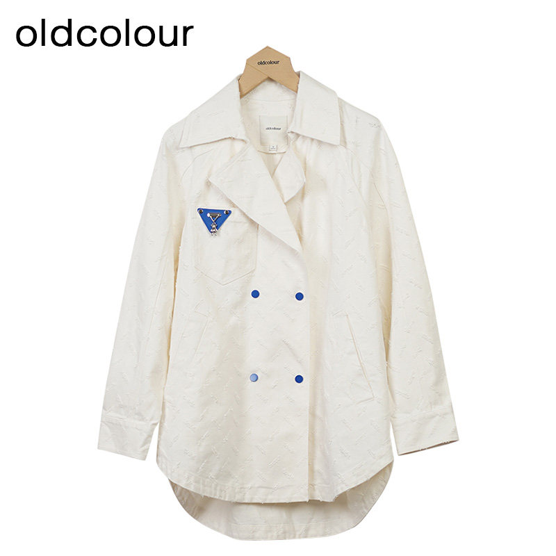 oldcolour休闲中长款牛仔外套