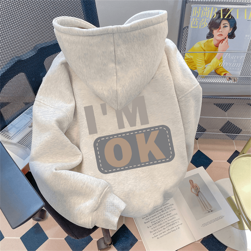 官图#秋冬大码200斤华棉薄款320克加绒400克情侣连帽印花男女卫衣