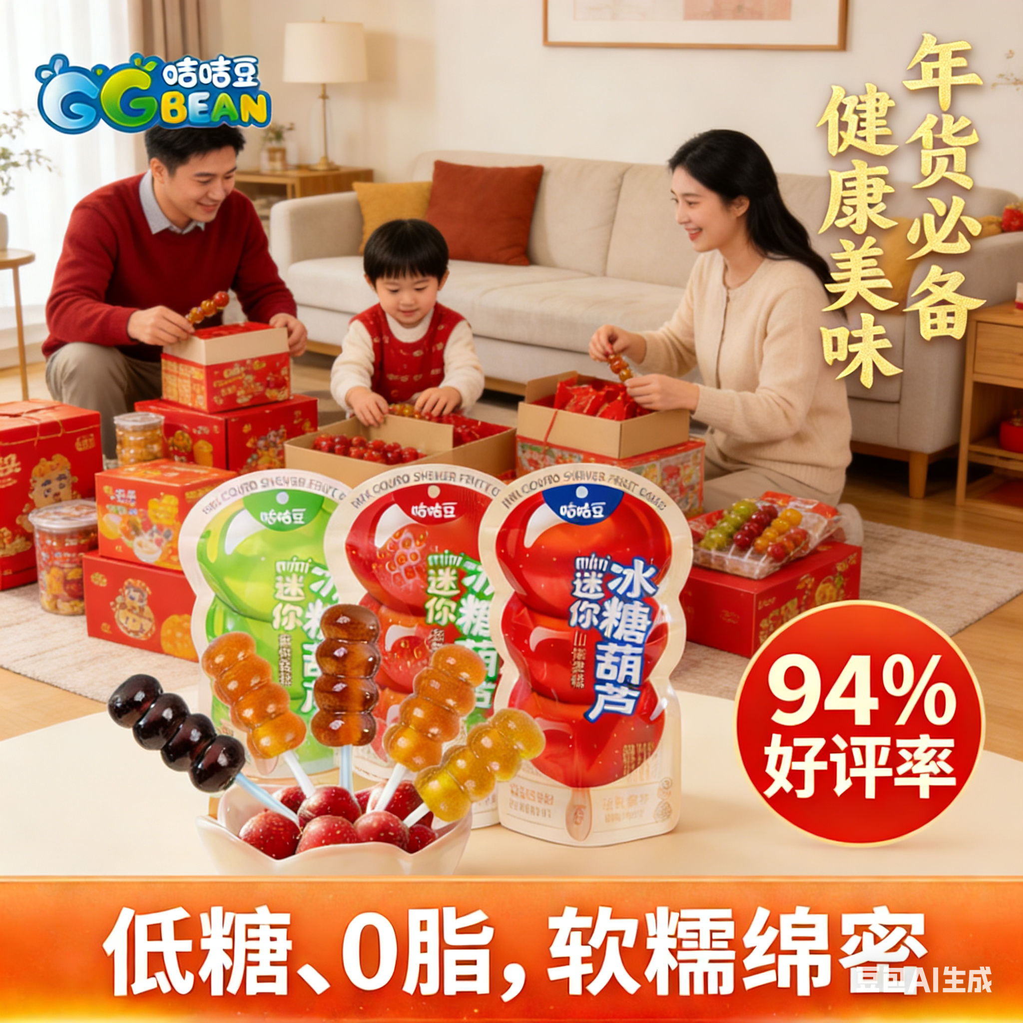 咭咭豆山楂棒棒糖迷你冰糖葫芦串串果糕宝宝儿童零食0添加蔗糖