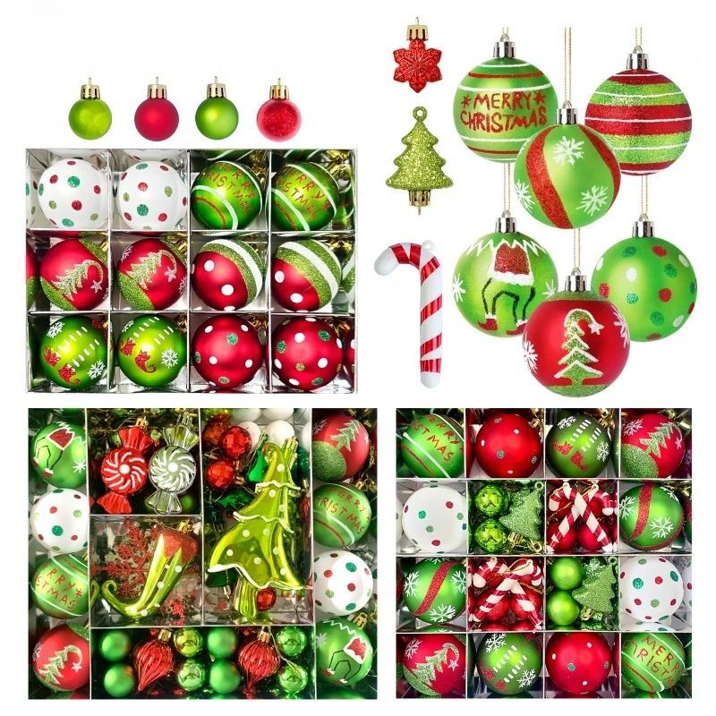 34/12/9pcs Grinch Christmas Ball Decorations Green Monster X