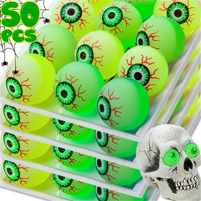 5/50PCS Luminous Bouncing Ball Halloween Glow in The Dark Ey