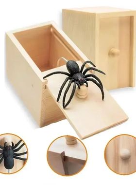 Simulation Spider With Wooden Box Kids Favors Tricky Prank J