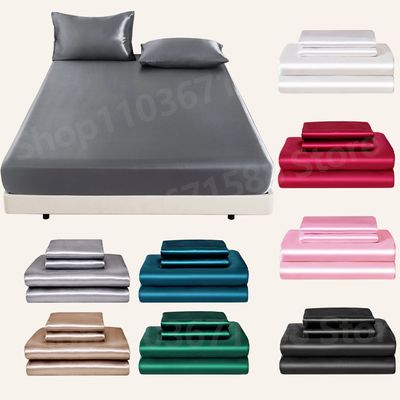 3pc Solid Color Fitted Sheet Set 1 bed sheet with 2 pillow c
