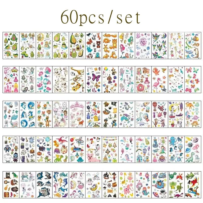 60PCS Temporary Tattoo Sticker Waterproof Tattoos Festival G