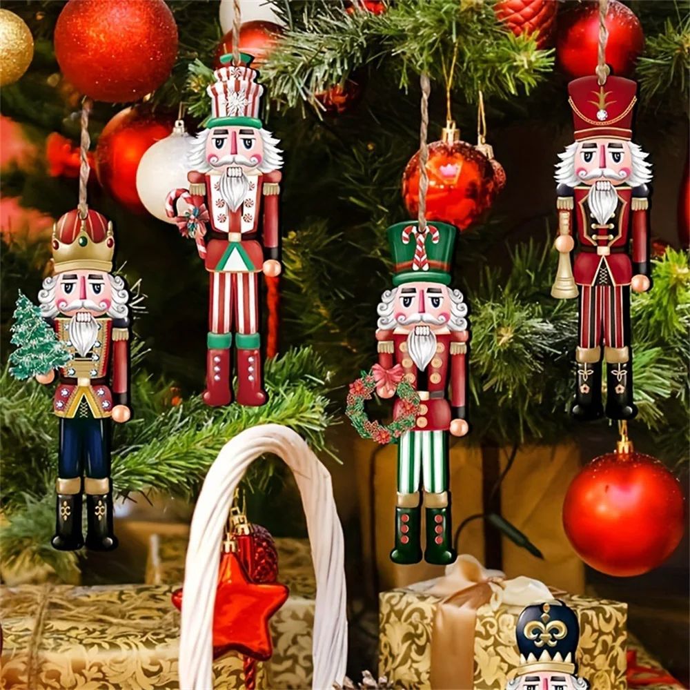 12pcs Christmas Nutcracker Soldier Wooden Pendant Xmas Tree