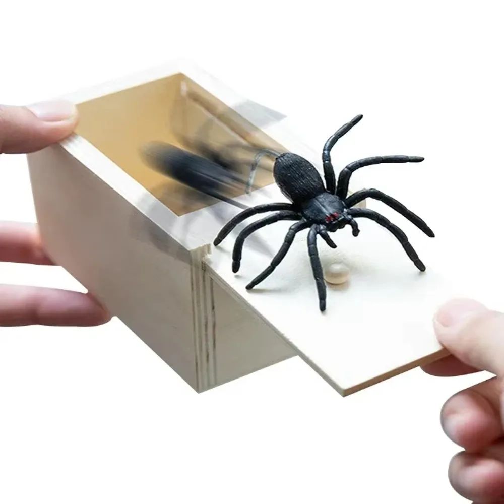 halloween decorations Prank Wooden Scare Box Trick Spider Fu