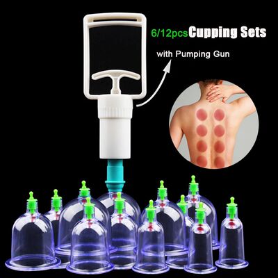12/6Pcs Vacuum Cupping Sets with Pumping Gun Suction Cups Ba