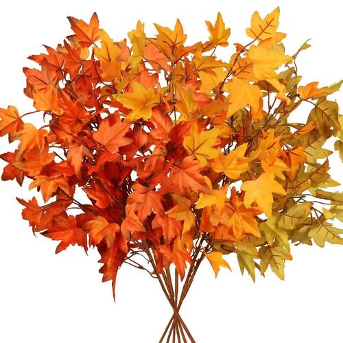 Artificial Maple Leaves Branch Fall Fake Plants for Home Wed