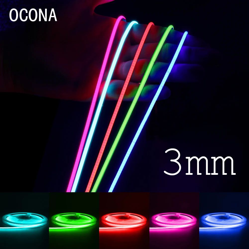 3mm Ultra Thin DC 12V Colorful COB LED Strip Lights for Home