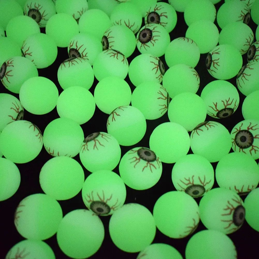 10pcs Glow in The Dark Eyeball 32MM Bouncy Ball Halloween Su