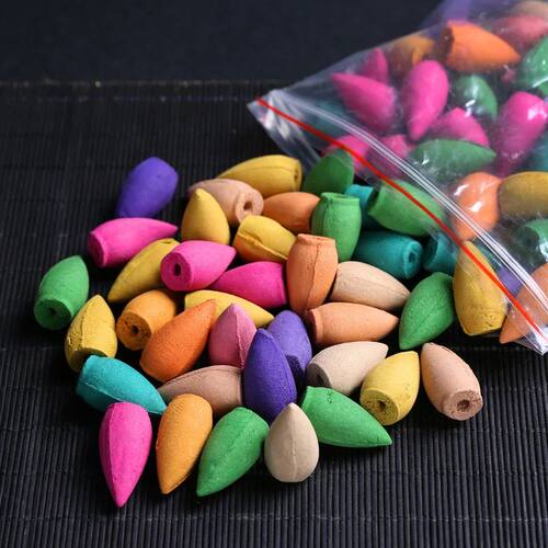 30/60/100pcs Colorful Aromatherapy Incense Cones for Waterfa