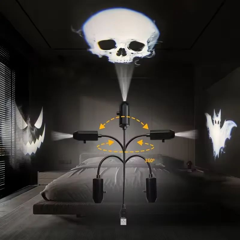 Halloween Decorations 360° Rotatable Skull Led Night Light